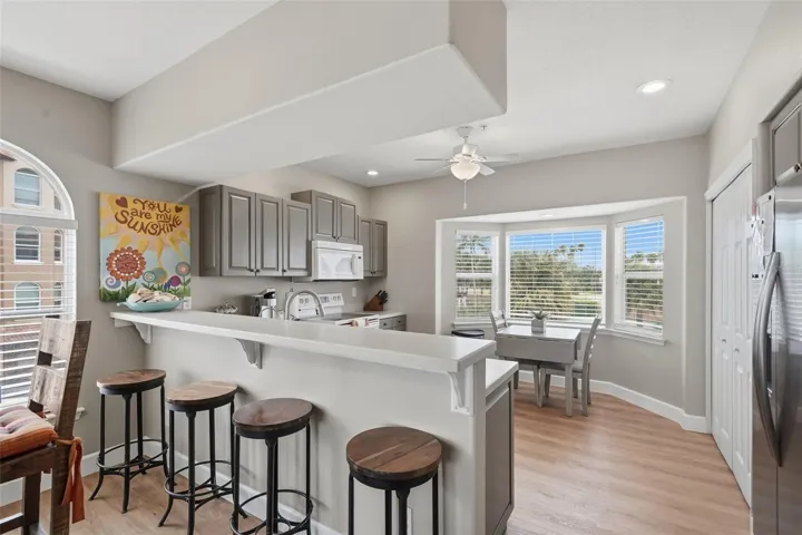 Plenty of seating and a light and bright breakfast nook.