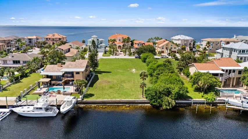 View from canal at seawall towards Gulf