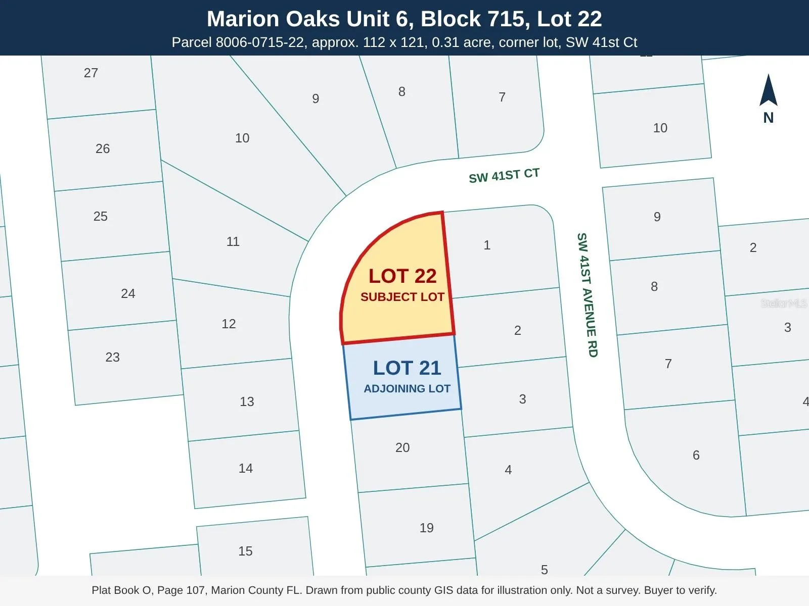 Plat map, Lot 22 Block 715 Marion Oaks Unit 6