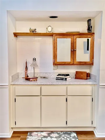 Dry near but water still underneath so could be converted back to wet bar