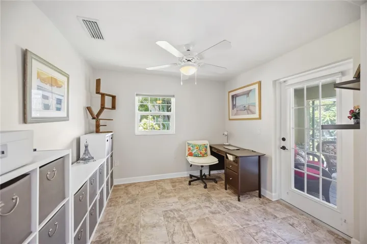 Office with door leading out to lanai/pool