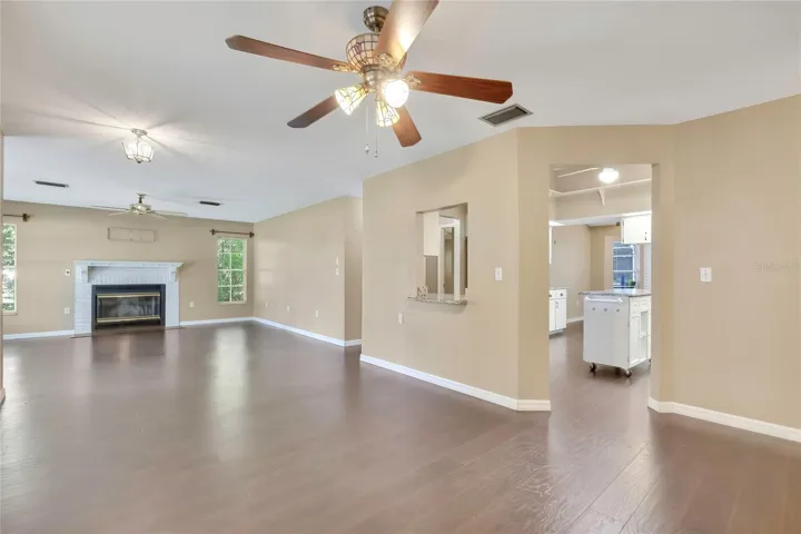 Living area with convenient kitchen pass-through