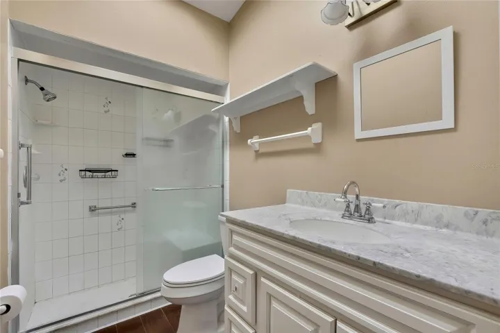 Bathroom with spacious step-in shower