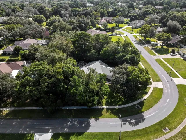 Aerial view highlighting the property's corner position
