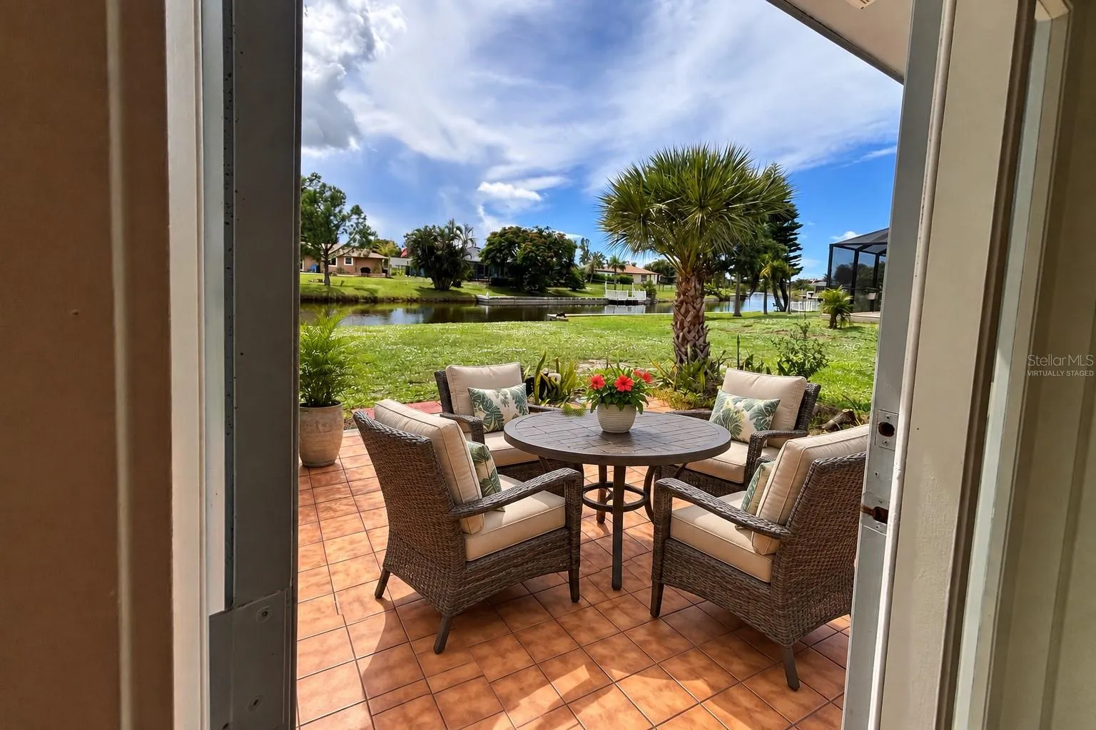 Virtually staged with patio furniture