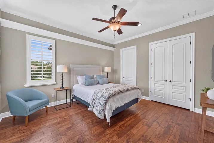 Front Bedroom 6 upstairs. The far door is to Jack &amp; Jill bath, while the double door is to closet.