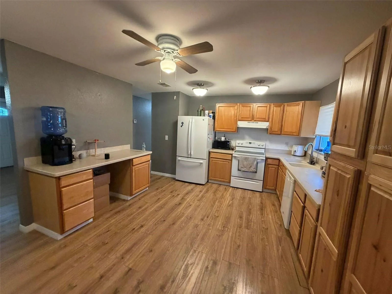 Kitchen with built in desk