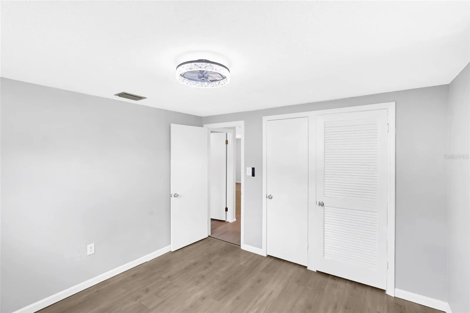 A generous closet adds practical storage to Bedroom 3 while still leaving plenty of usable floor space for a bed, desk or both.