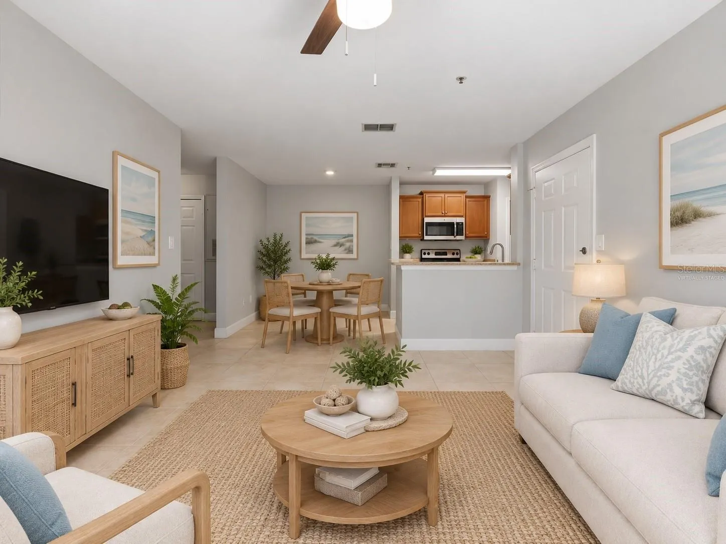 Virtually Staged Living Room &amp; Dining Room