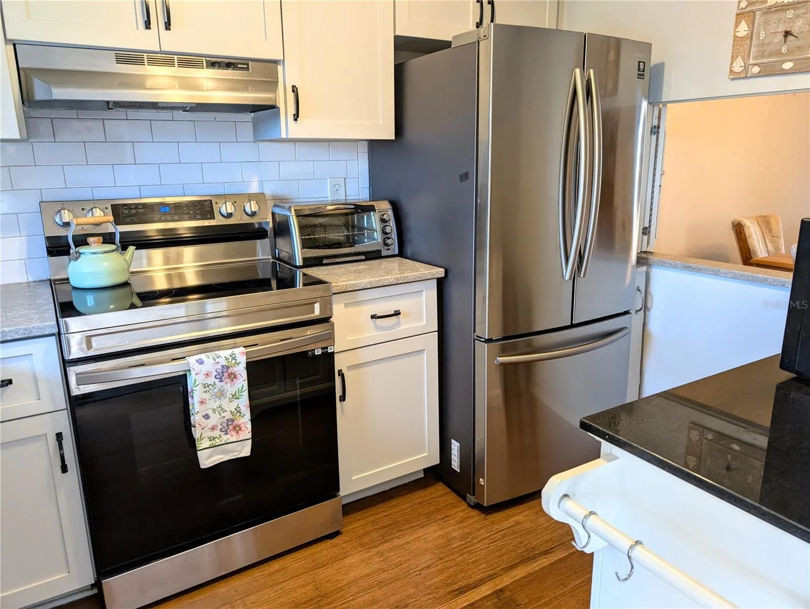 Stainless steel appliances, French-syle refrigerator...
