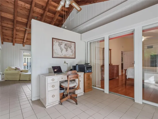 Off Primary Suite, Exposed wood beams.