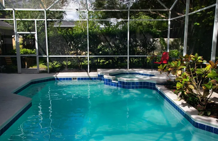 Newly-resurfaced gunite pool