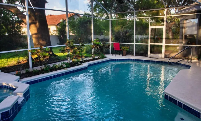 pool with spillover spa
