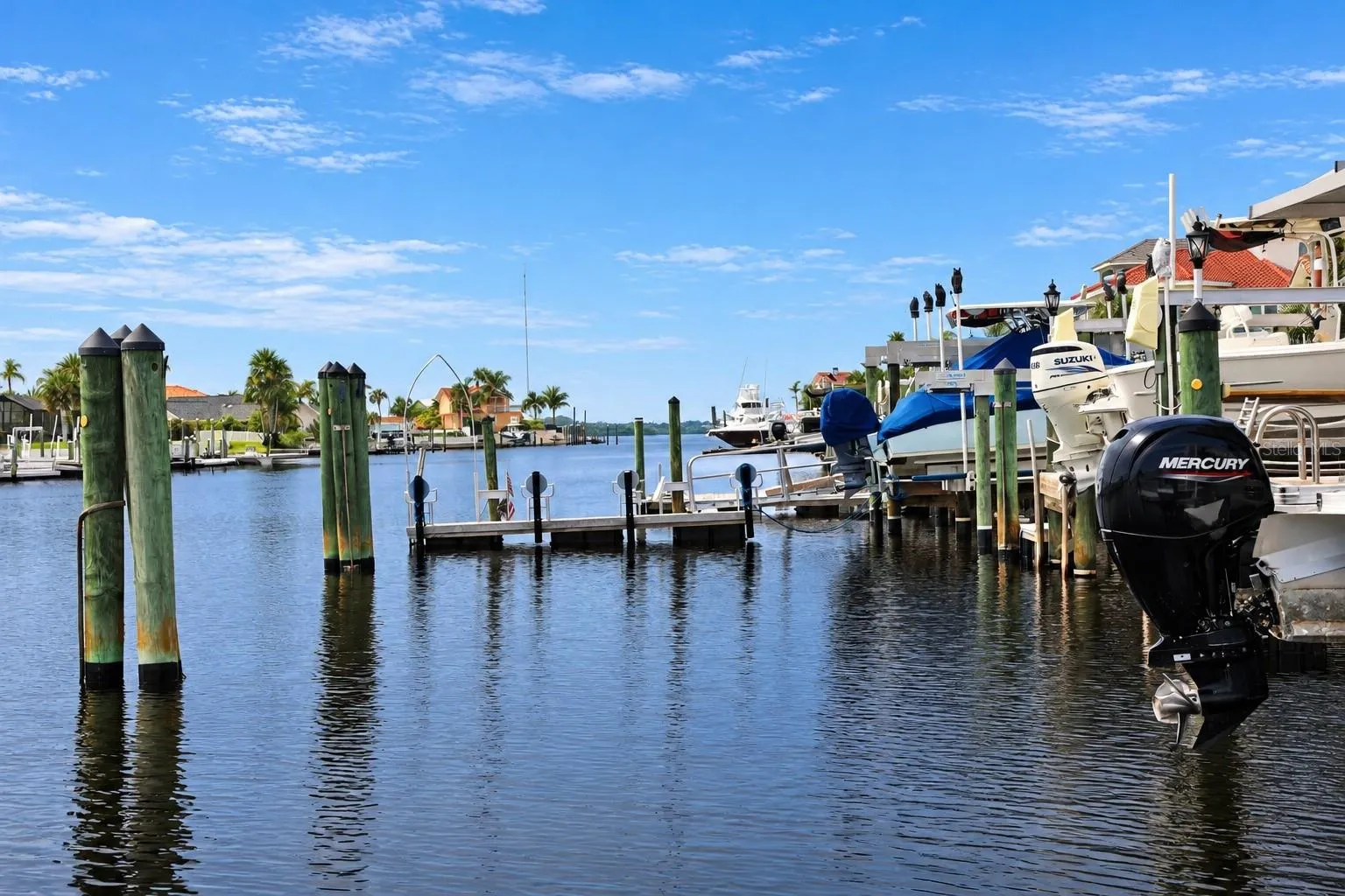 View down the saltwater canal from the dock.