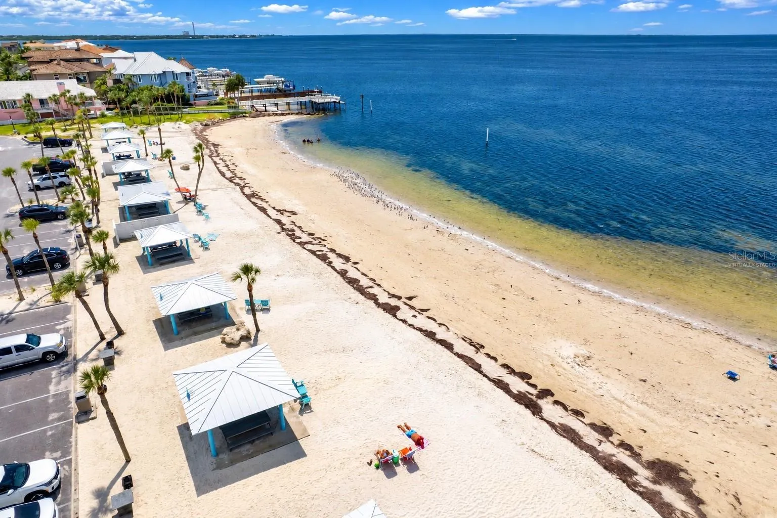 Gulf Harbors private beach.
