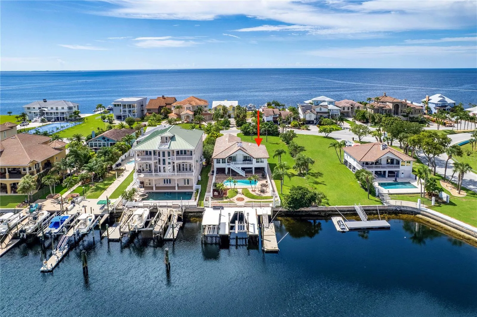 Aerial view toward the Gulf.