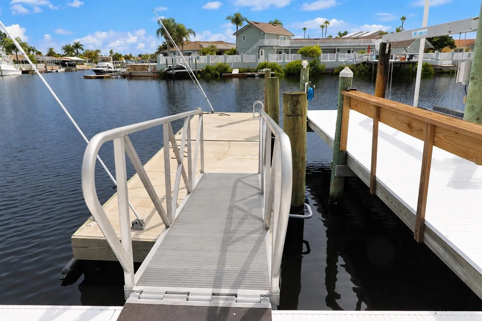 Floating dock with gangway ramp.