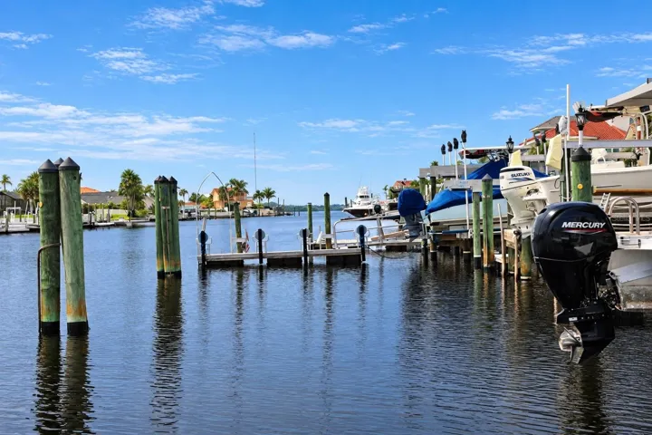 View down the saltwater canal from the dock.