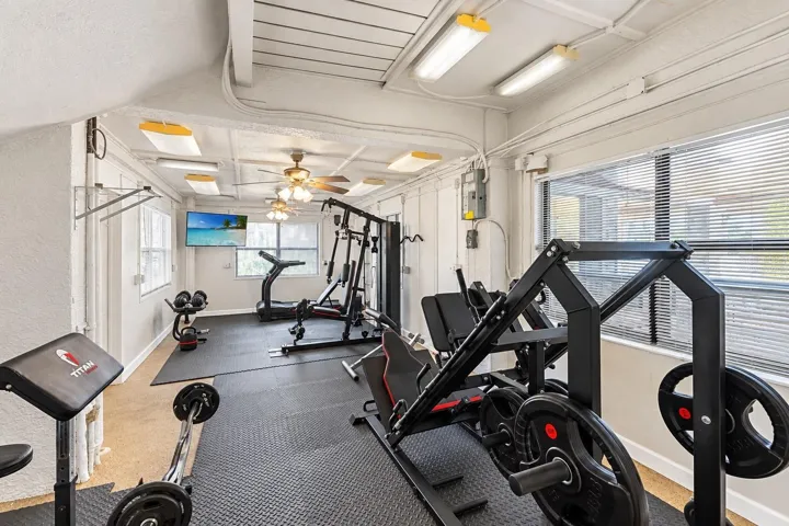 Ground-level home gym.