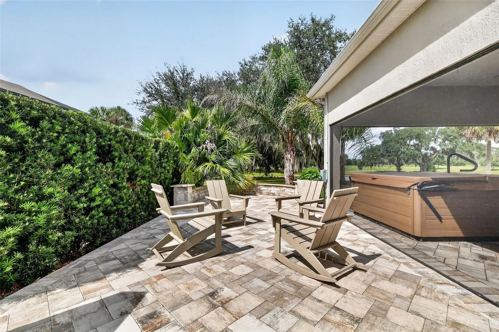 Outdoor patio with a view