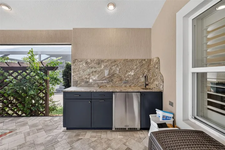 Beverage fridge, sink and counter