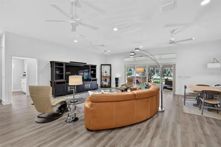 Living room with Telescoping Sliders to the outdoor oasis