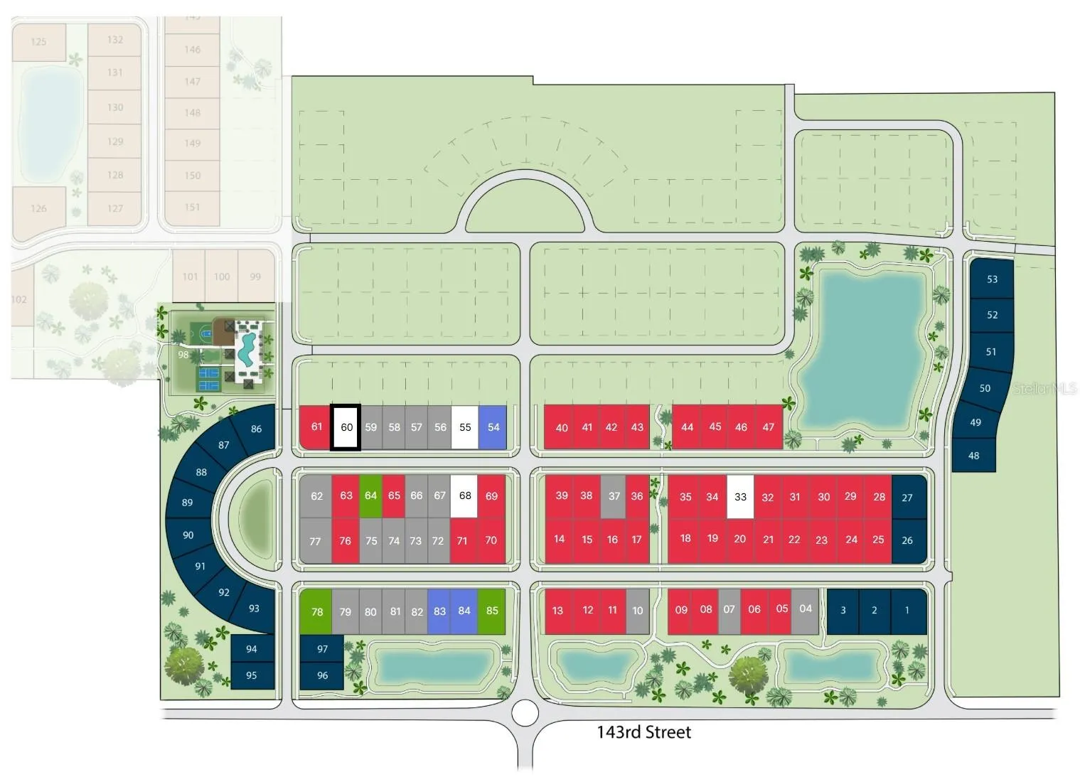 Laureate Village Map Rendering - Village section Lot 60.  Preconstruction.