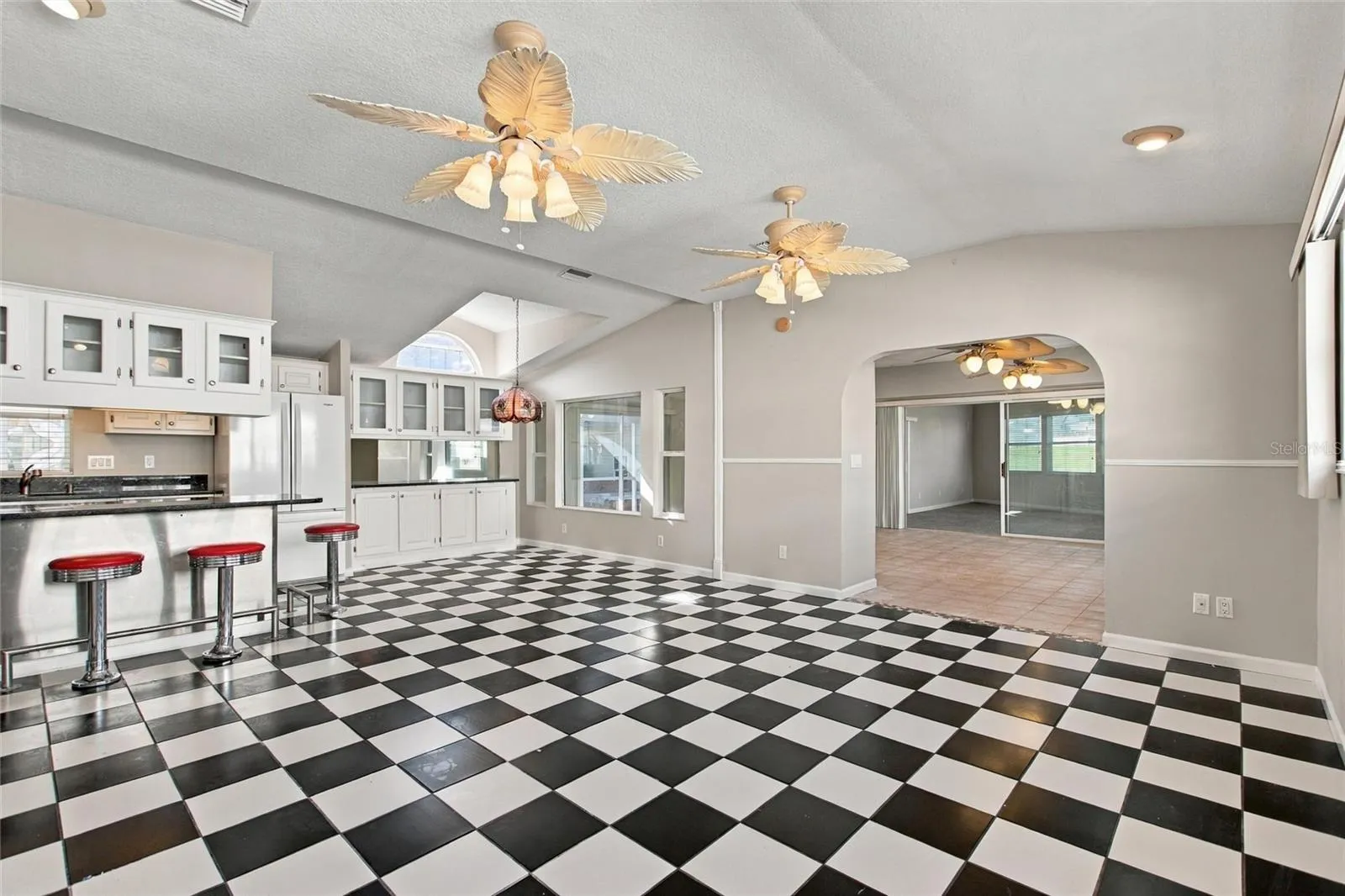 Full room view of Breakfast nook and living area