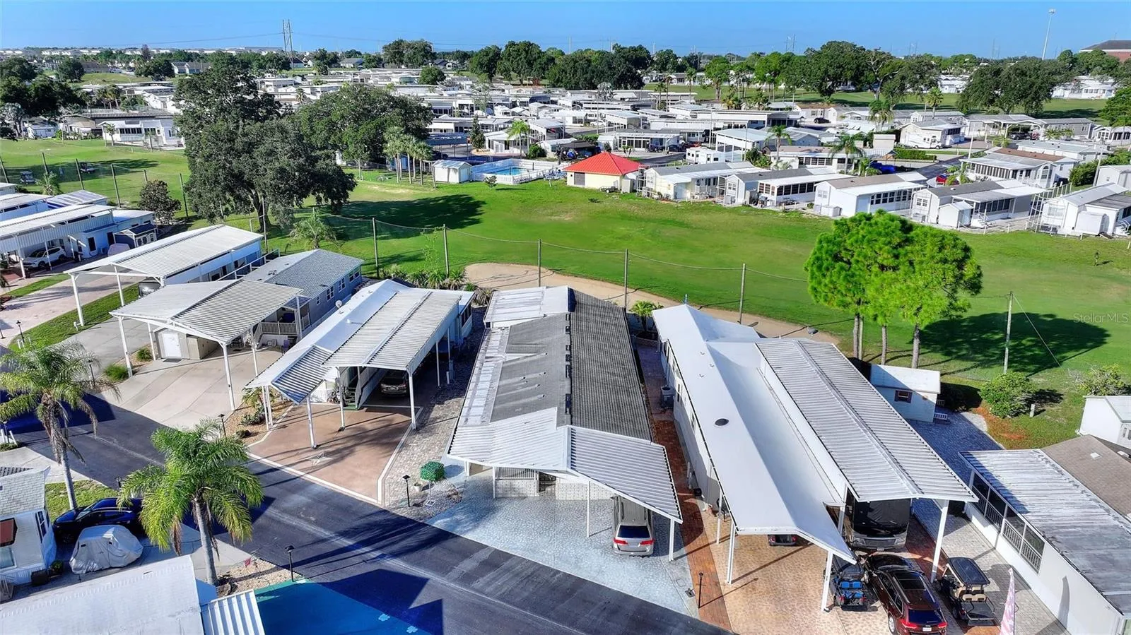 Aerial view back to golf course