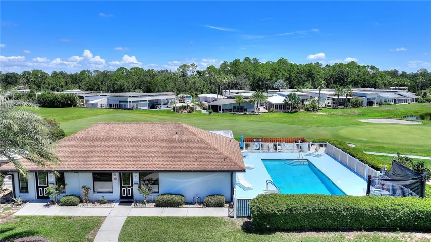 Small clubhouse with pool