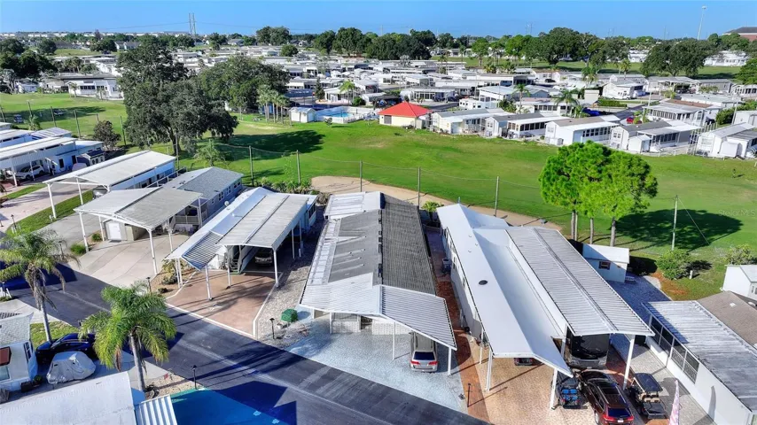 Aerial view back to golf course