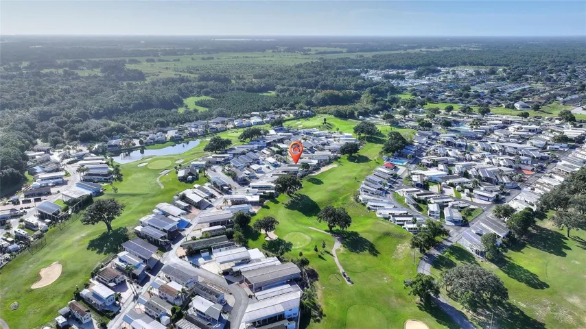 Aerial view back to golf course