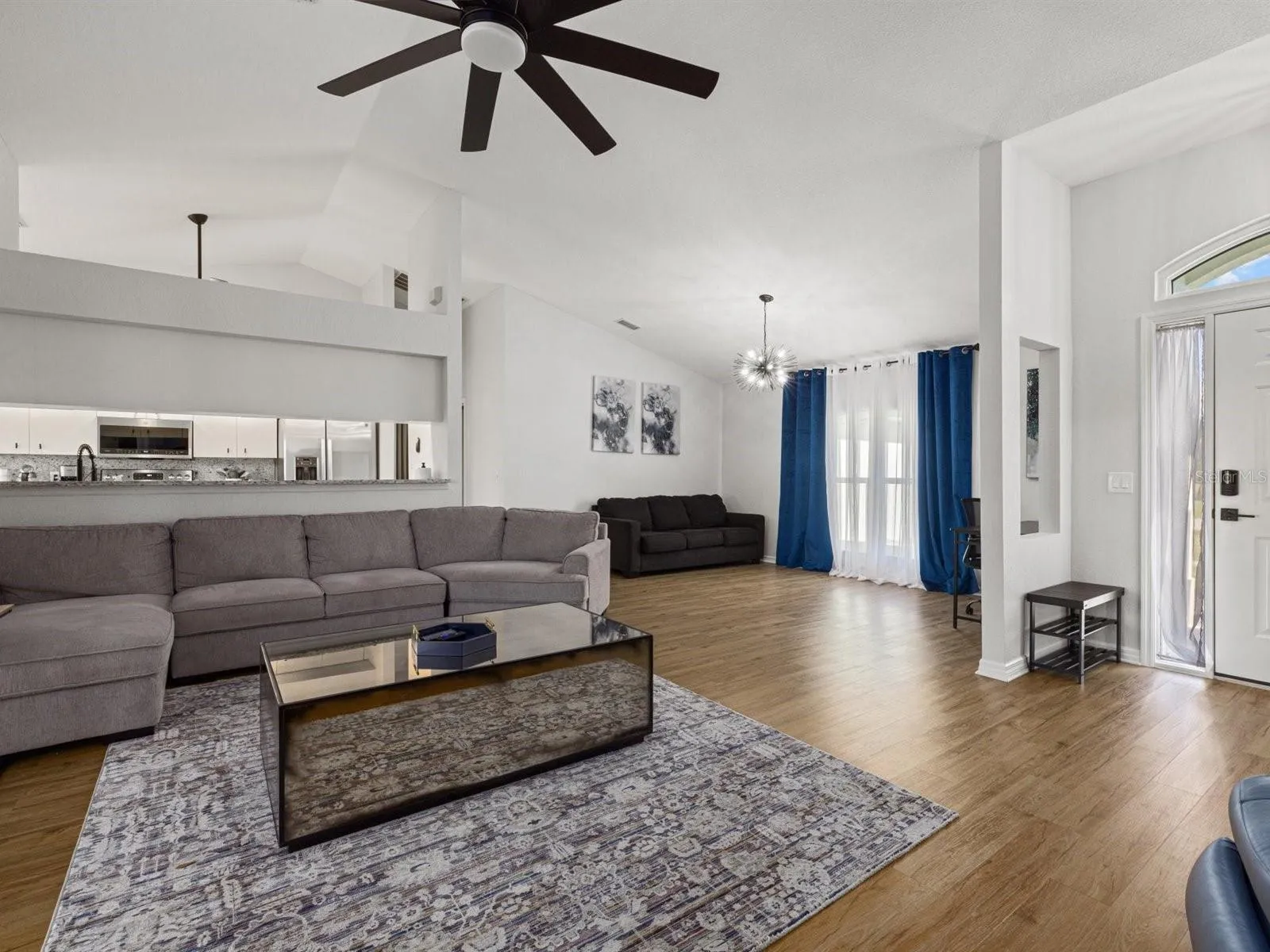 family room to dining room