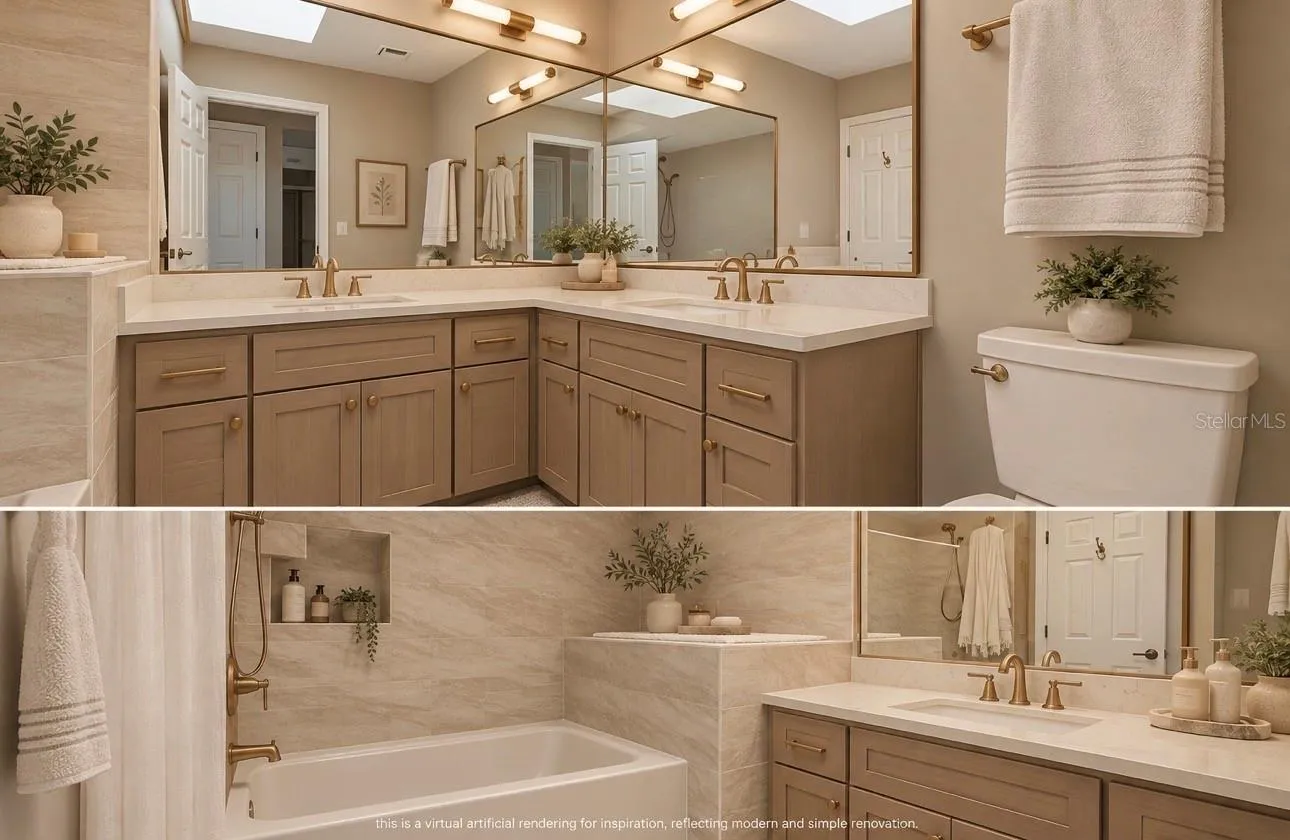 VIRTUAL ARTIFICIAL RENDERING OF INSPIRATION RENOVATION ON THE  UPSTAIRS  BATHROOM FOR BEDROOMS 1-2.