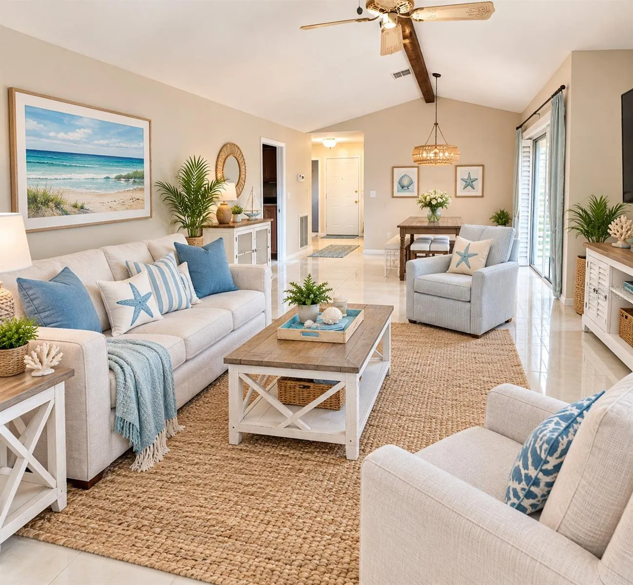virtually staged living room dining room