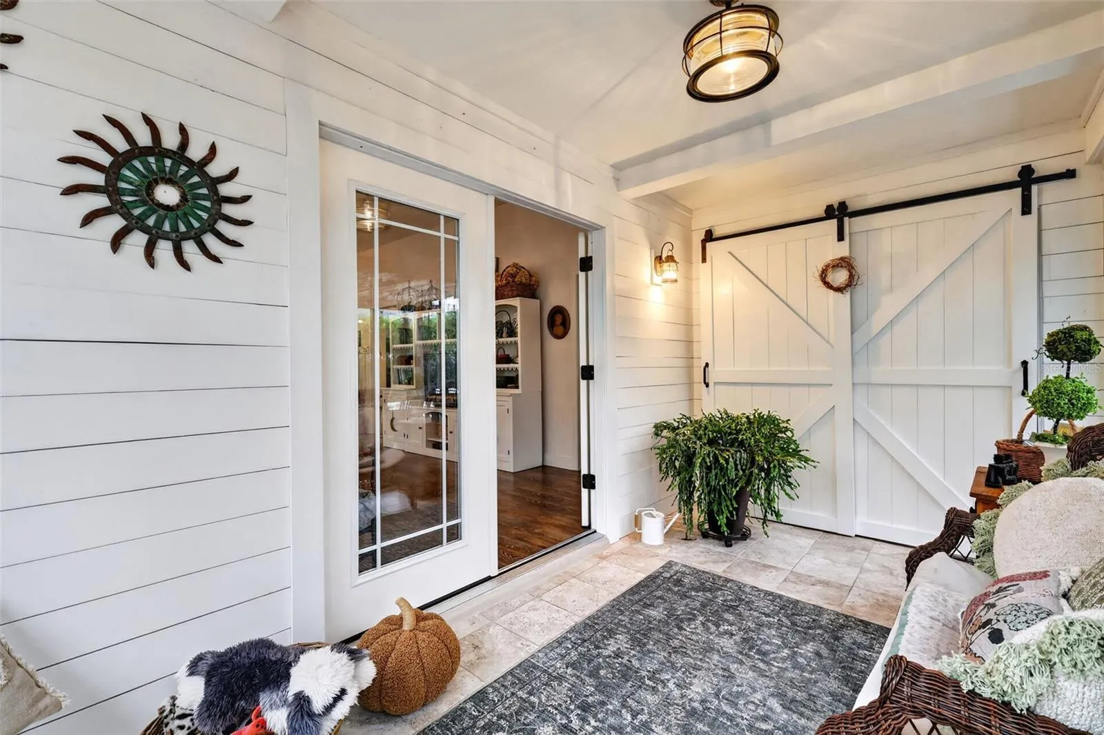 Enclosed Lanai Double French Door to Living Room