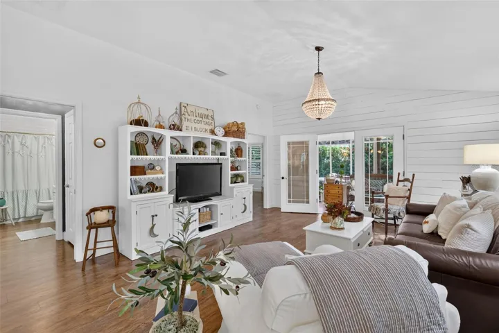 Living Room with Vaulted Ceiling