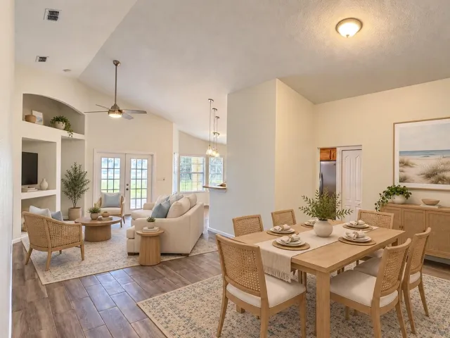 Virtually Staged. Dining and living room.