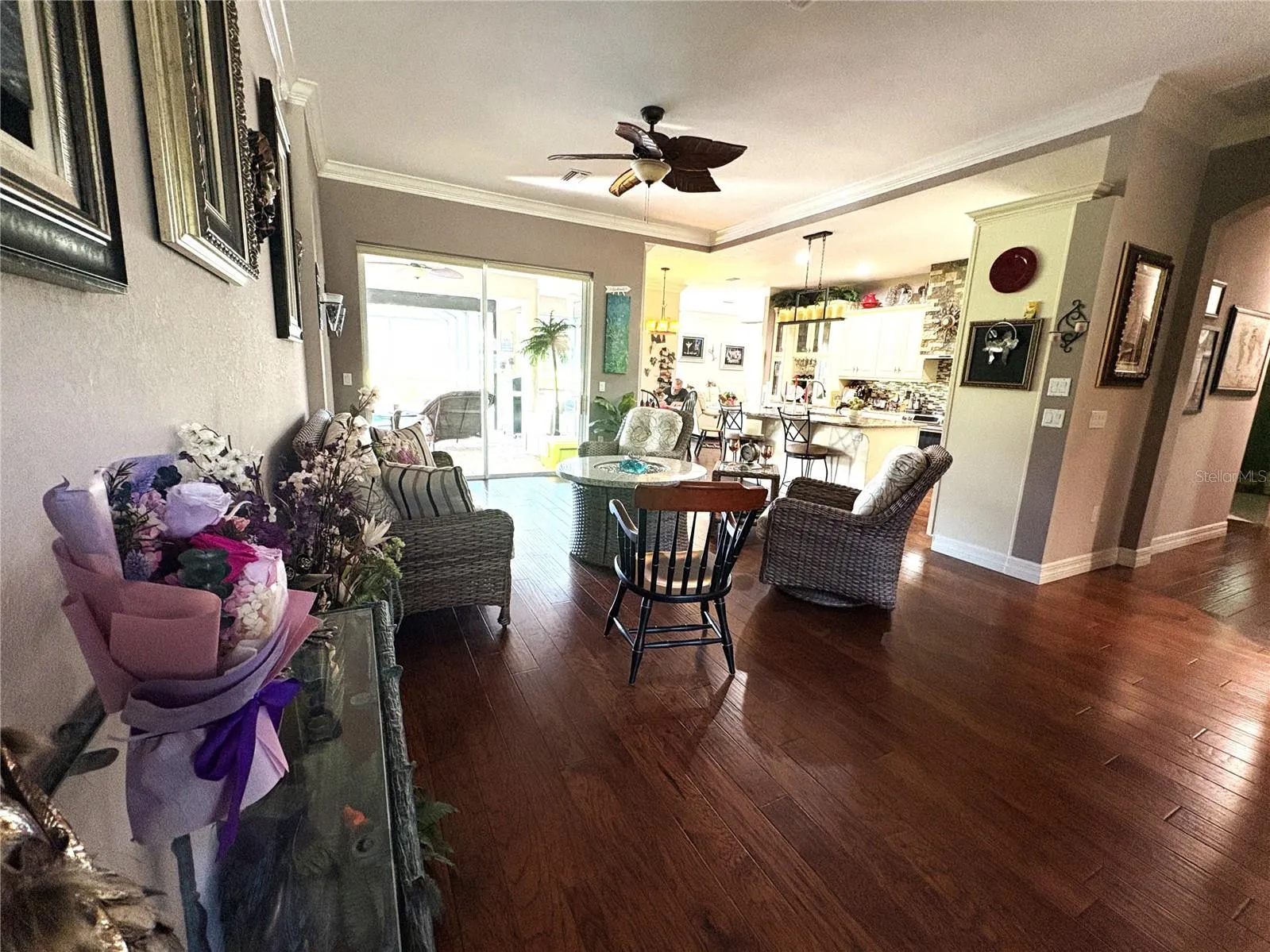 turn around to overlook open living kitchen space