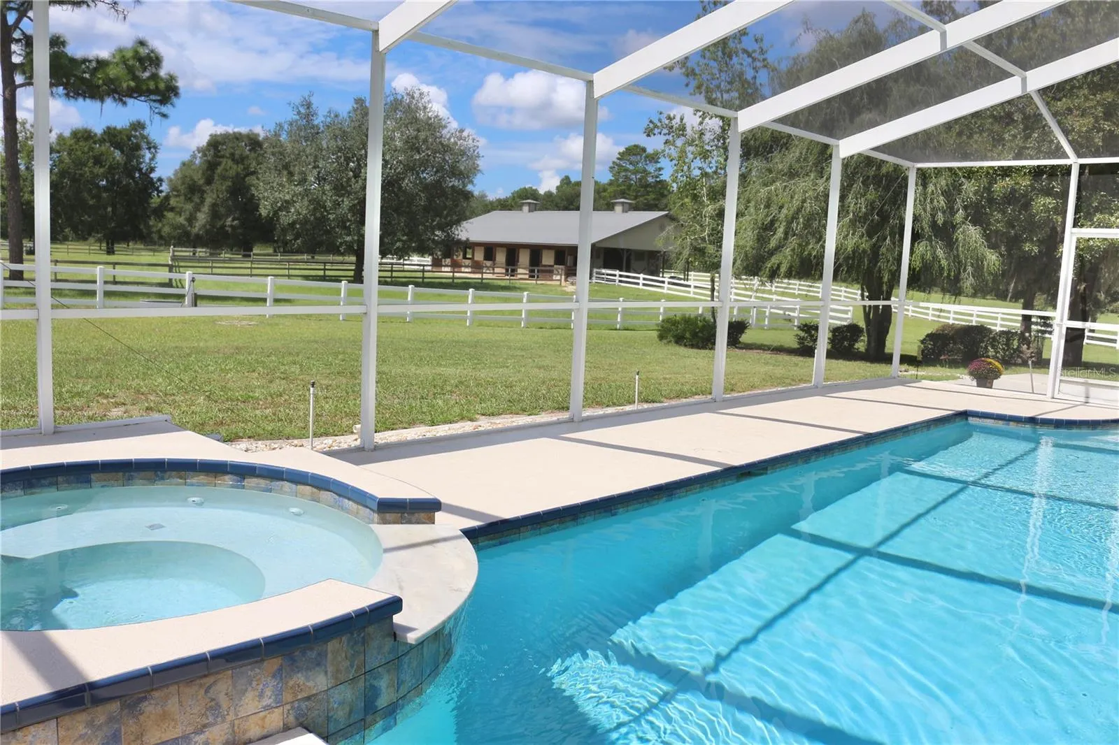 Watch your horses from your pool and spa