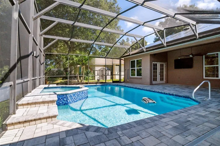 Private pool with robotic skimmer
