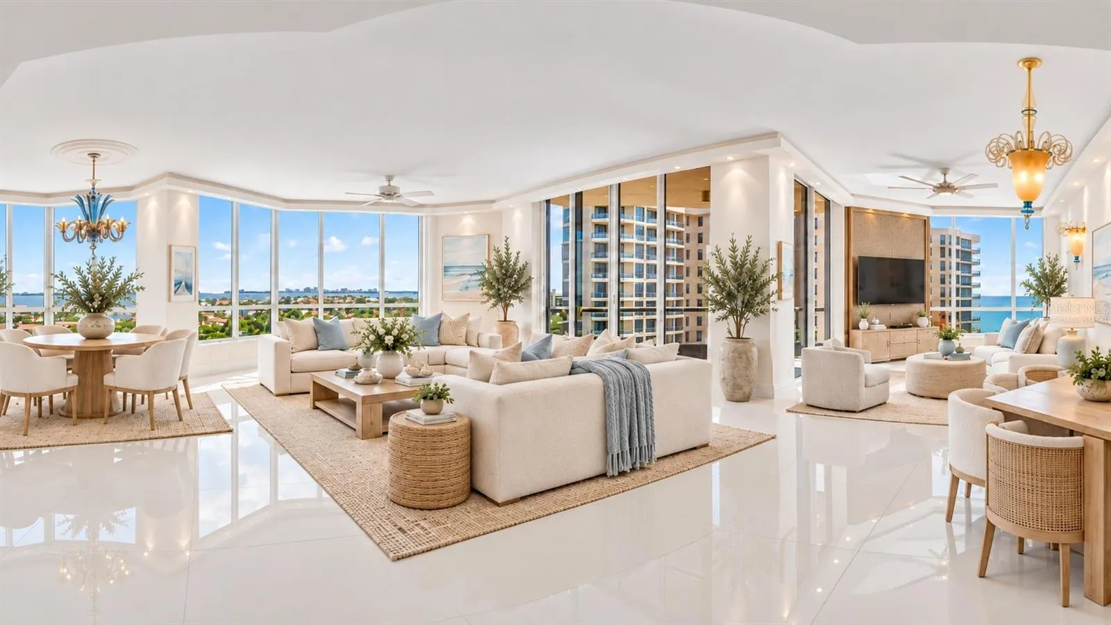 Virtually Staged - living room, dining room, and den