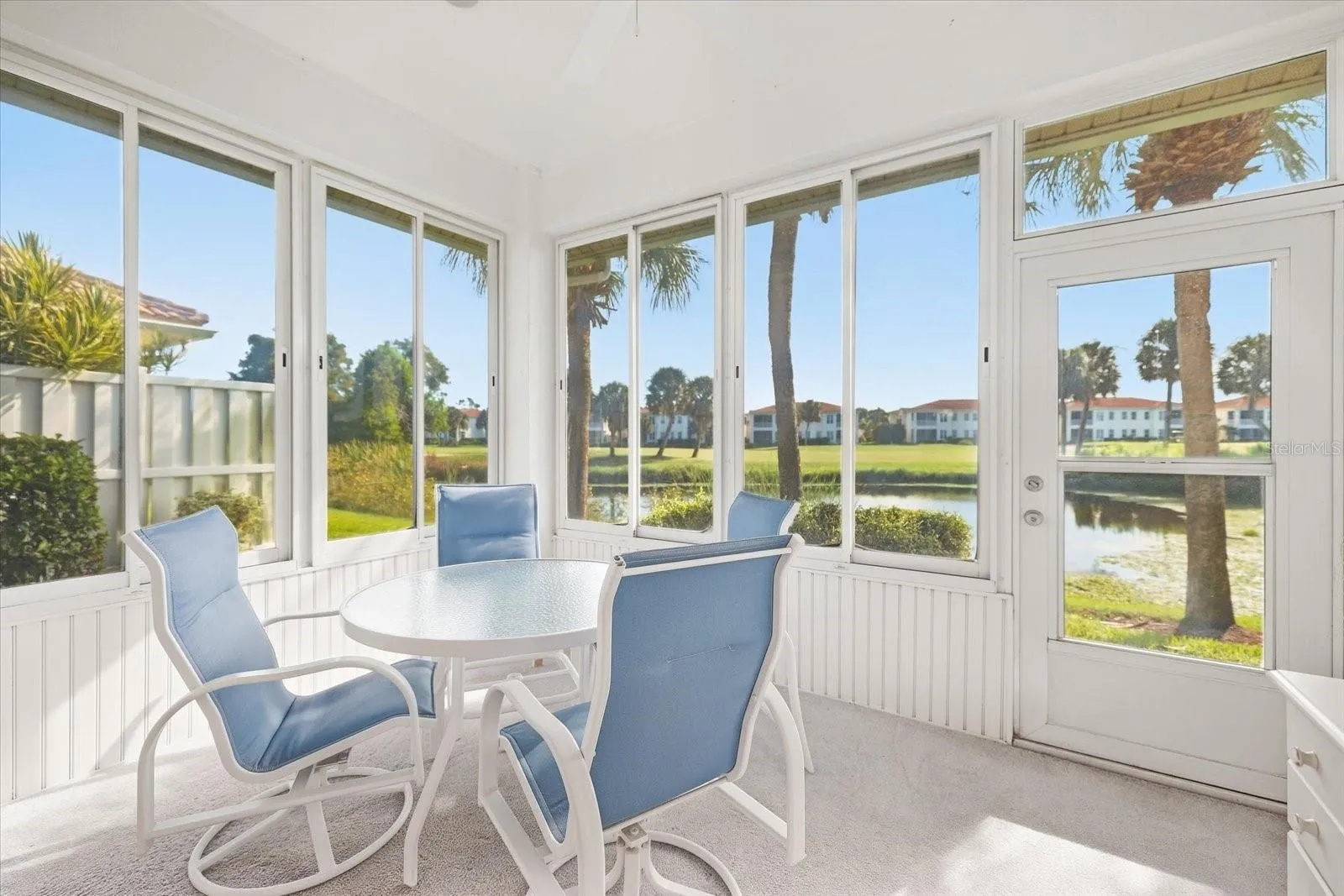 Outdoor Lanai with sunrise lake views