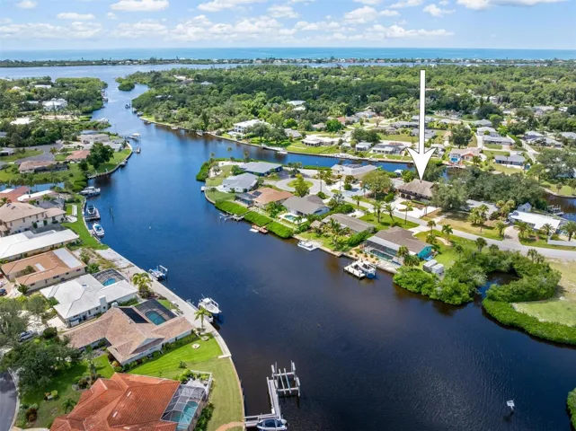 Aerial view hose, canal, ICW and Gulf