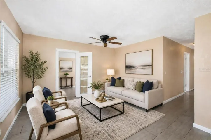 Living room virtually staged
