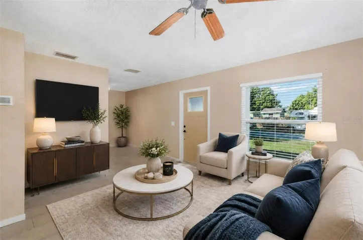 Living room virtually staged