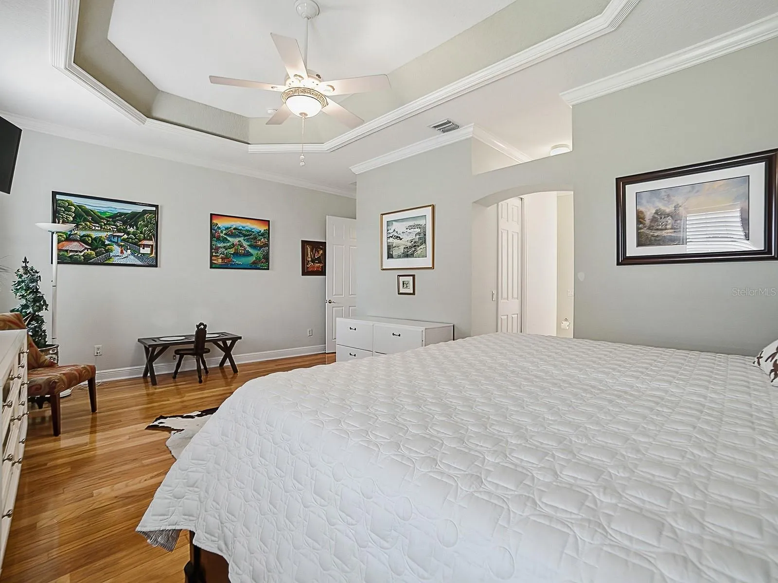 THE EN-SUITE BATHROOM IS ON THE RIGHT. THERE ARE 2 WALK-IN CLOSETS IN THE HALLWAY TO THE BATHROOM.