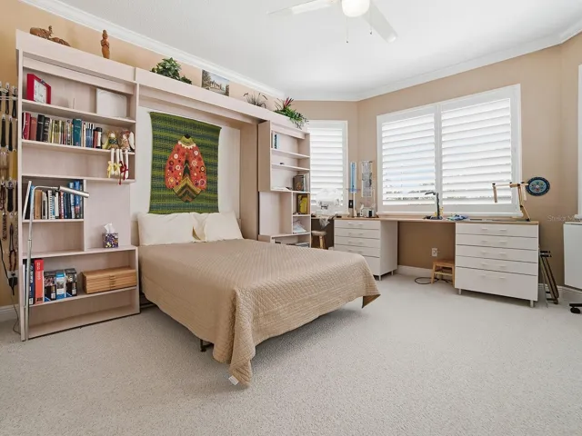 THE GUEST ROOMS HAVE BEEN EXPANDED SEVERAL FEET IN THE FRONT AND SIDE.  A LARGE CLOSET WAS ADDED TO THIS ROOM AND A CONVENIENT MURPHY BED.  THIS ROOM IS BEING USED AS A SEWING ROOM.