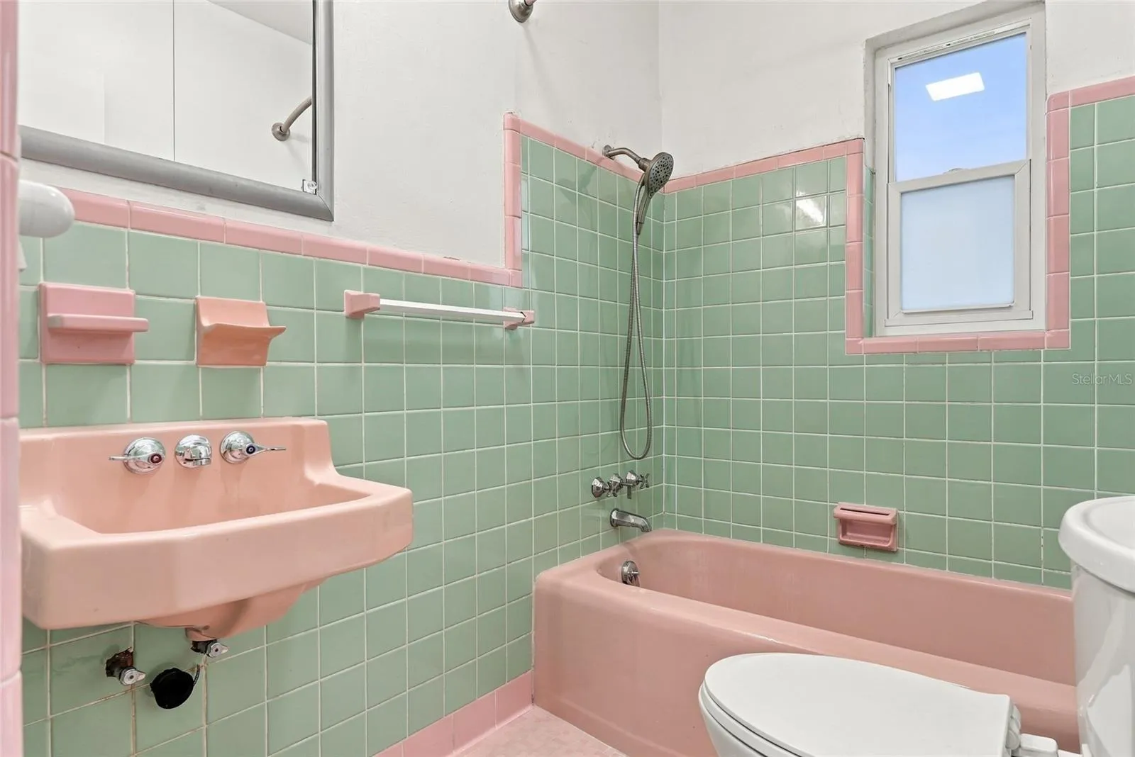Retro hall bathroom updated fixtures and toilet