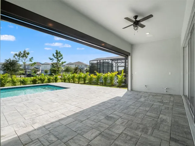 Covered Pool Lanai with Remote Shade Screen